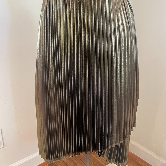 Halogen x Atlantic-Pacific gold lamé waterfall skirt, size large - Picture 2 of 7
